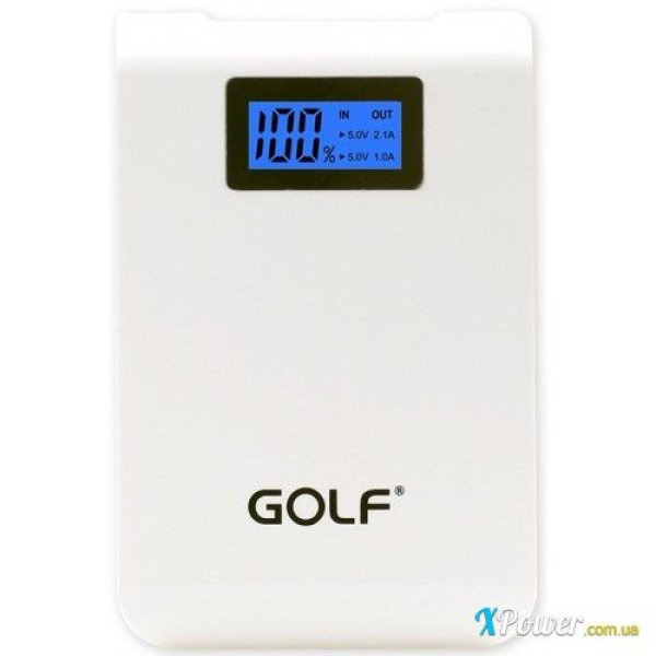 Внешний аккумулятор [GOLF] Power Bank GF-LCD01 10400 mAh, white